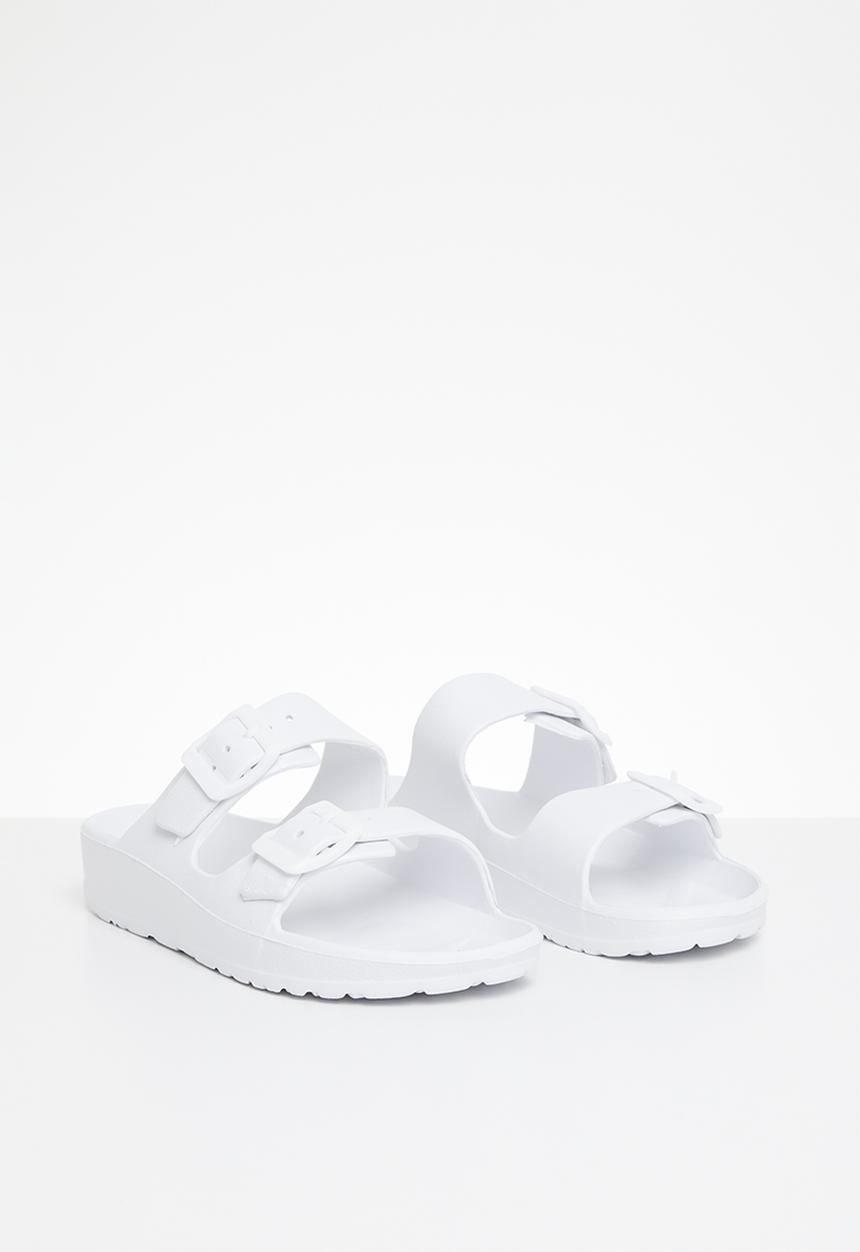 Pop Candy - Twin buckle strap slides - white