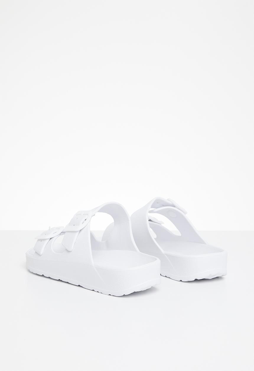 Pop Candy - Twin buckle strap slides - white