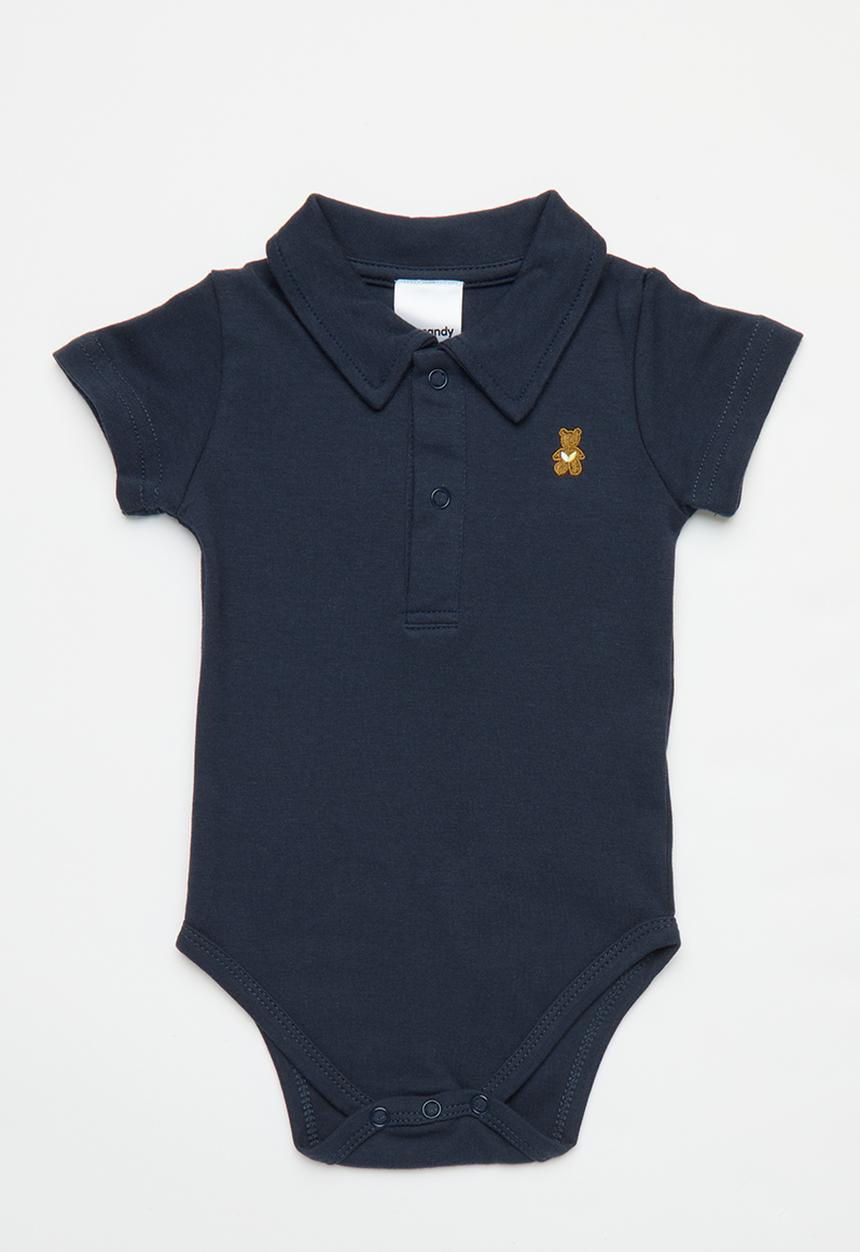 Pop Candy - Baby collared romper - navy
