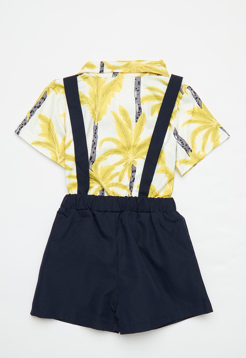 Pop Candy - Baby  2 piece suspender set - black & yellow