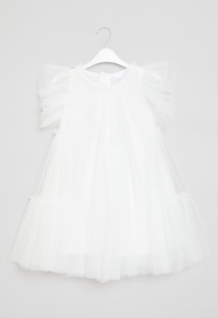 Pop Candy - Frill sleeve occasion dress - white