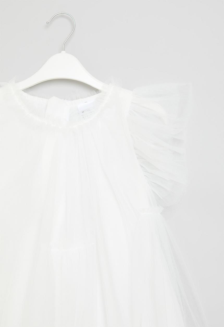 Pop Candy - Frill sleeve occasion dress - white