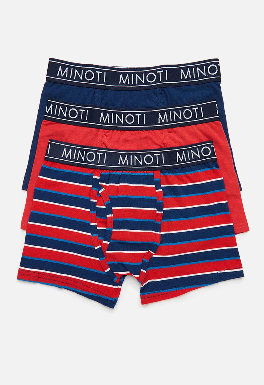MINOTI - Boys stripe 3 pack boxers -  red & navy