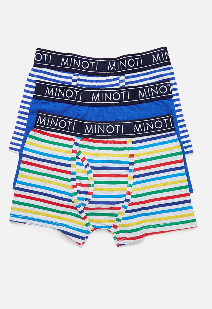 MINOTI - Boys multi stripe 3 pack boxers - blue & grey 