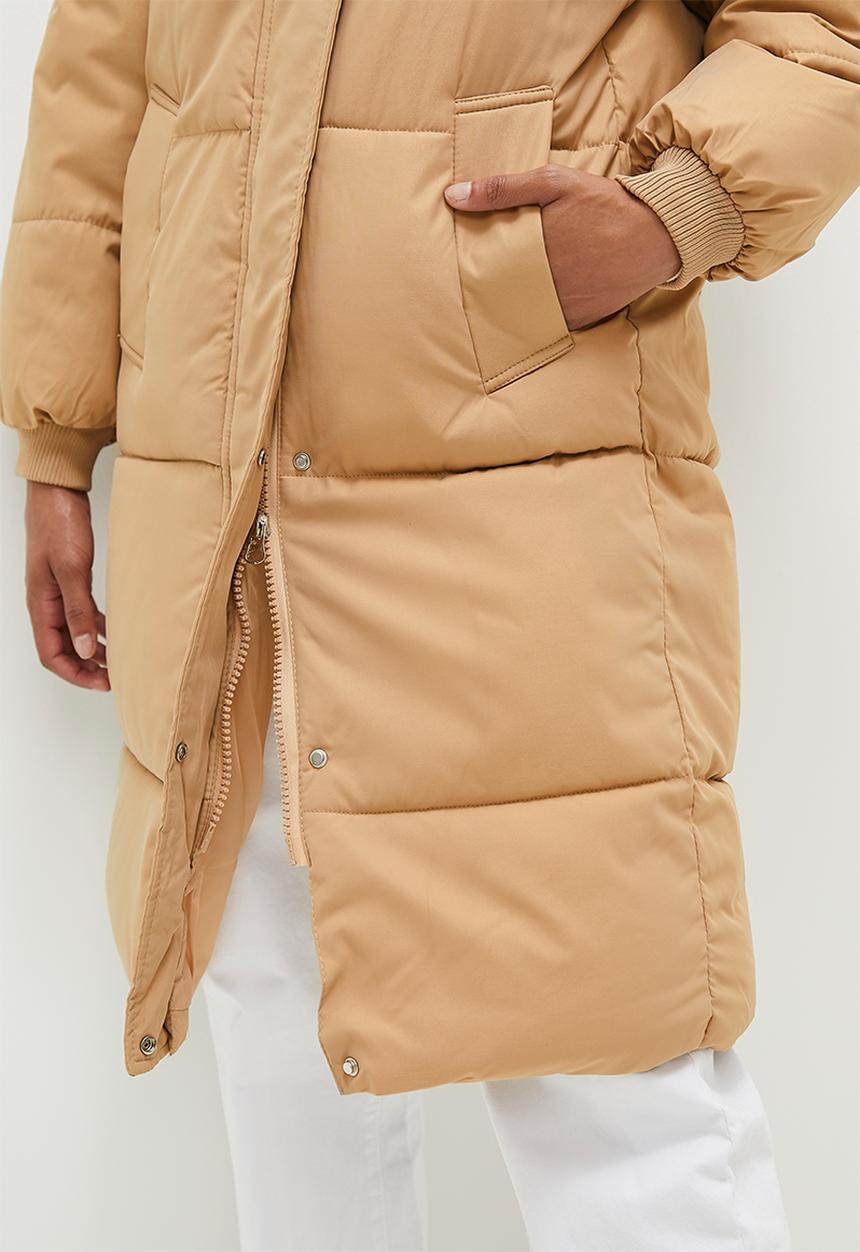 dailyfriday - Midi hooded puffer - stone