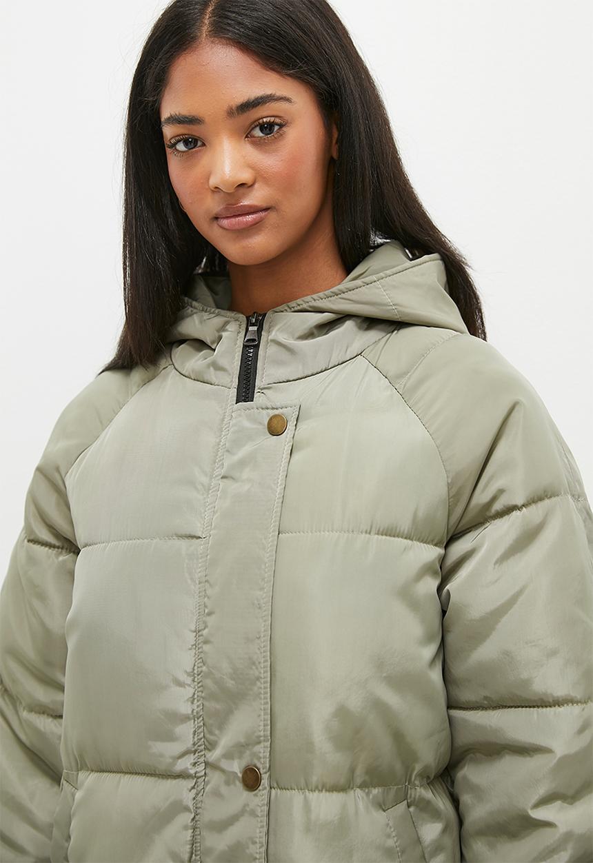 dailyfriday - Hooded longer length puffer - olive