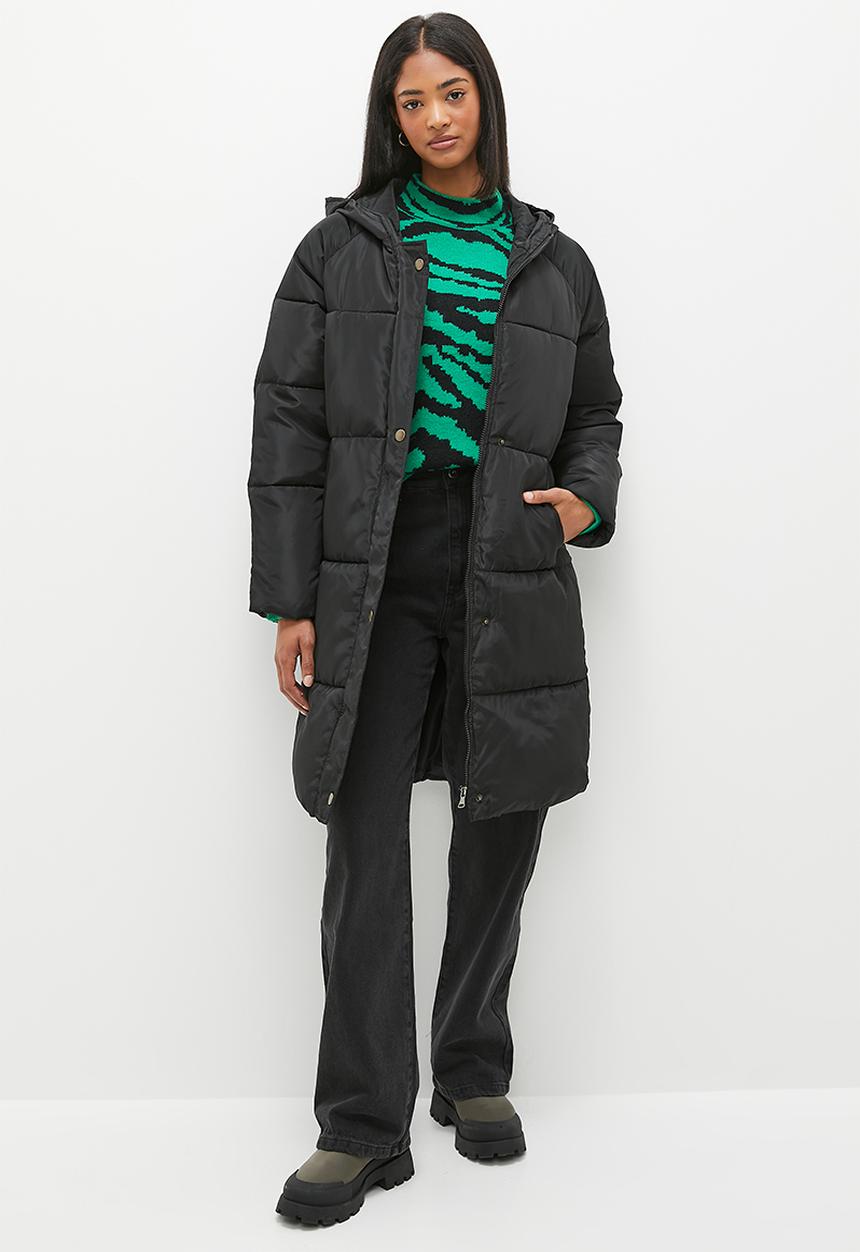 dailyfriday - Hooded longer length puffer - black
