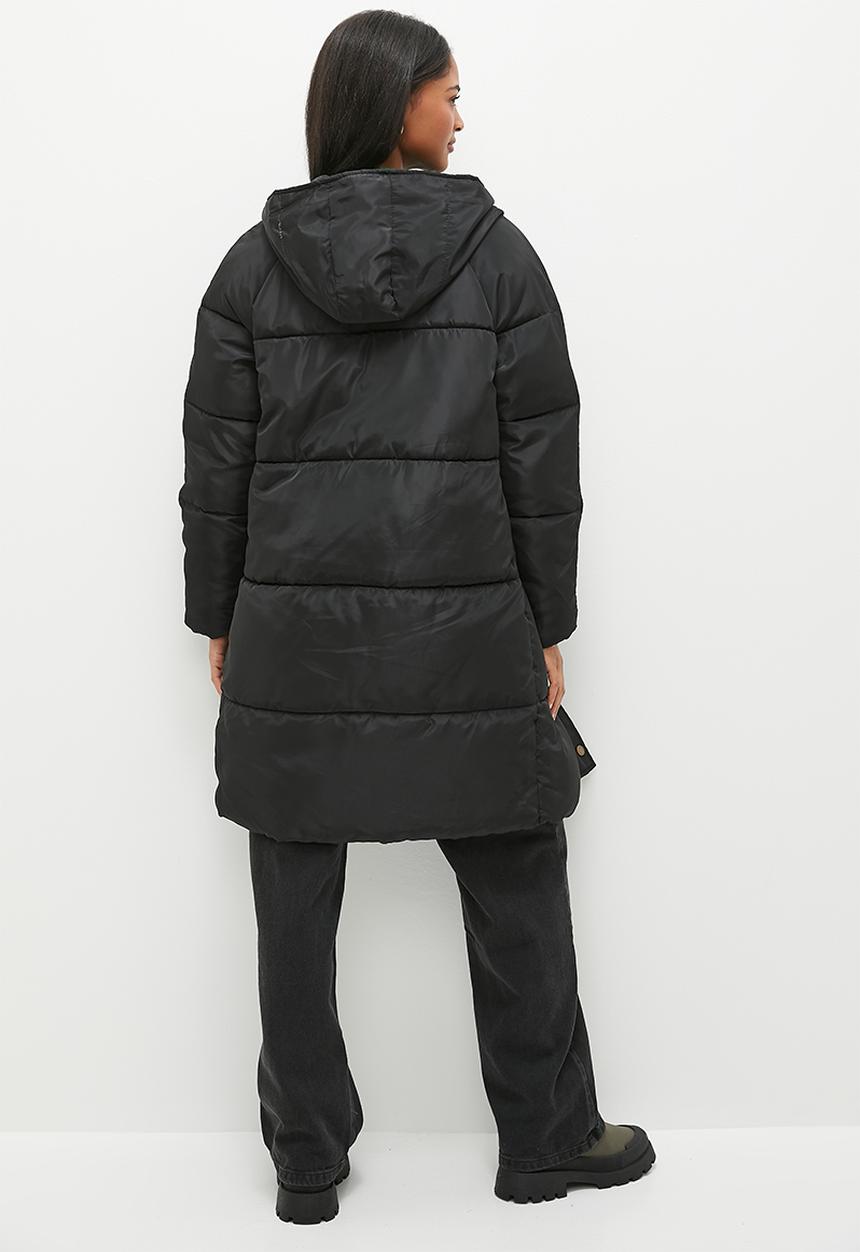 dailyfriday - Hooded longer length puffer - black