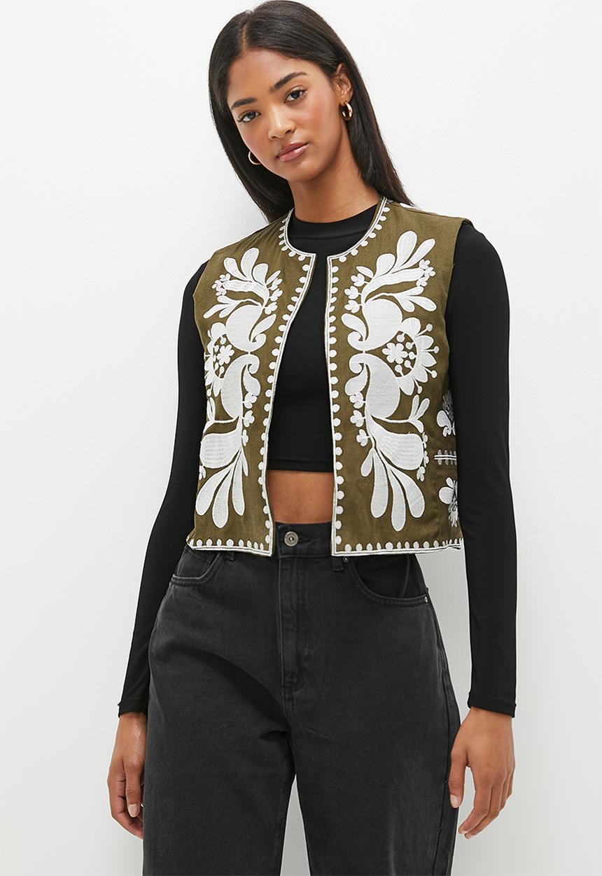 dailyfriday - Embroidery waistcoat - choc & ecru
