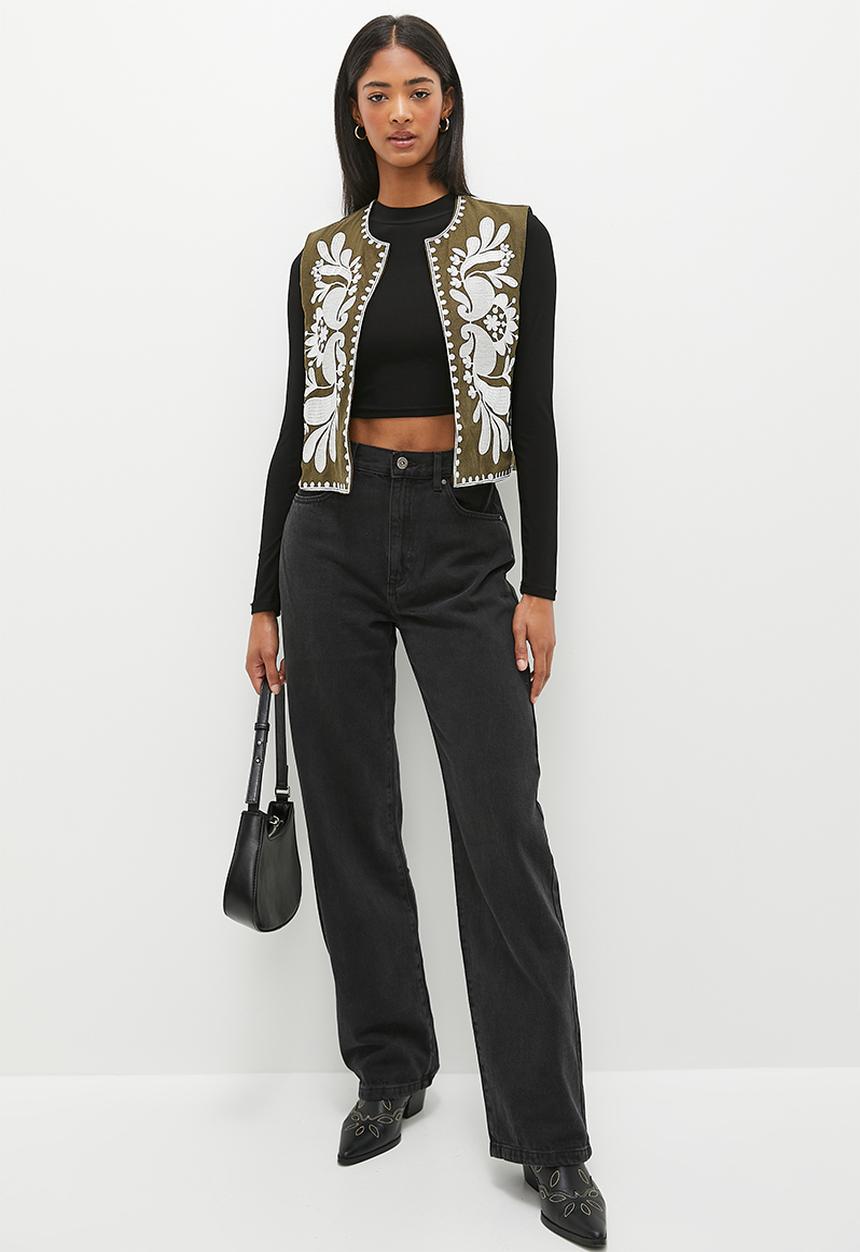 dailyfriday - Embroidery waistcoat - choc & ecru