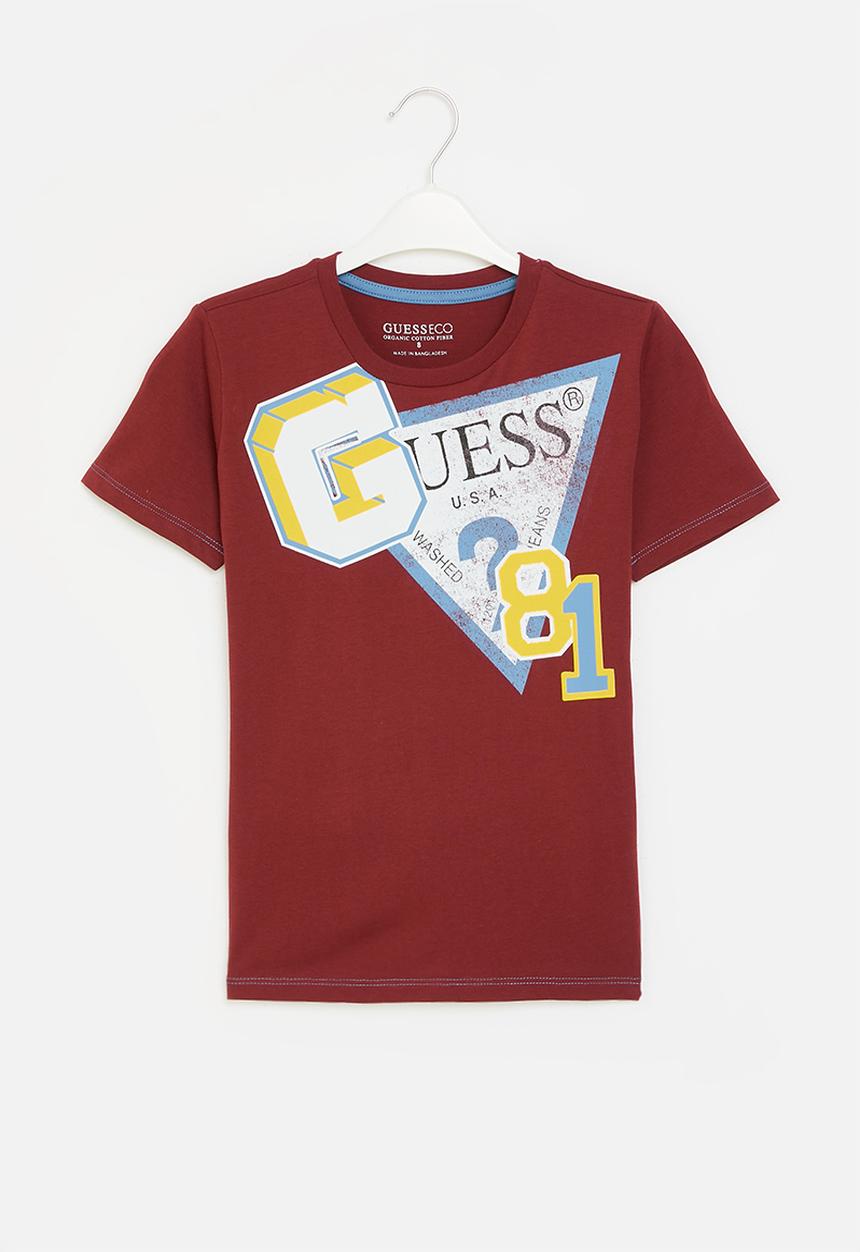 GUESS - Short sleeve T-shirt - dark jam red