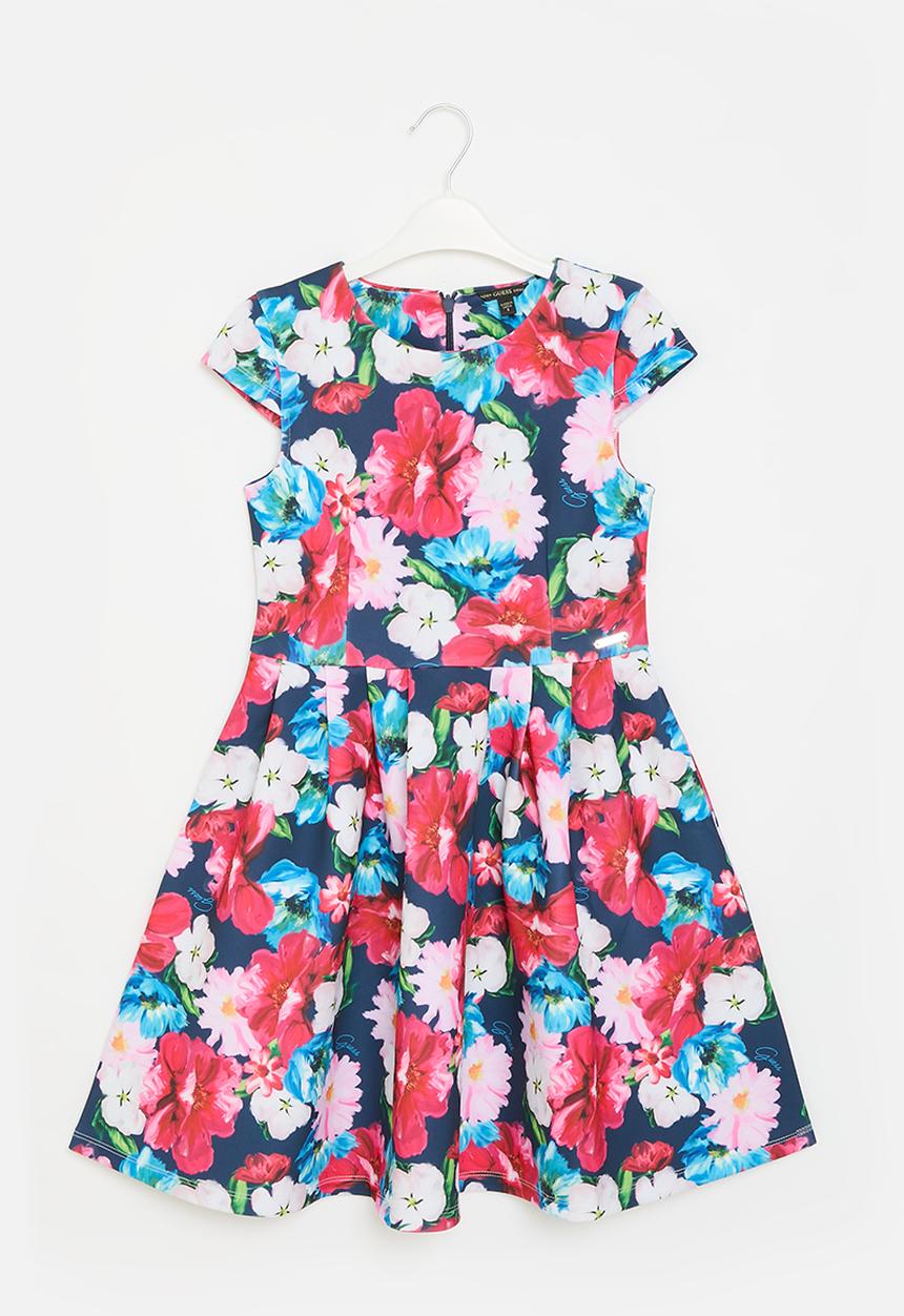 GUESS - Stretch scuba short sleeve dress - passion flower print