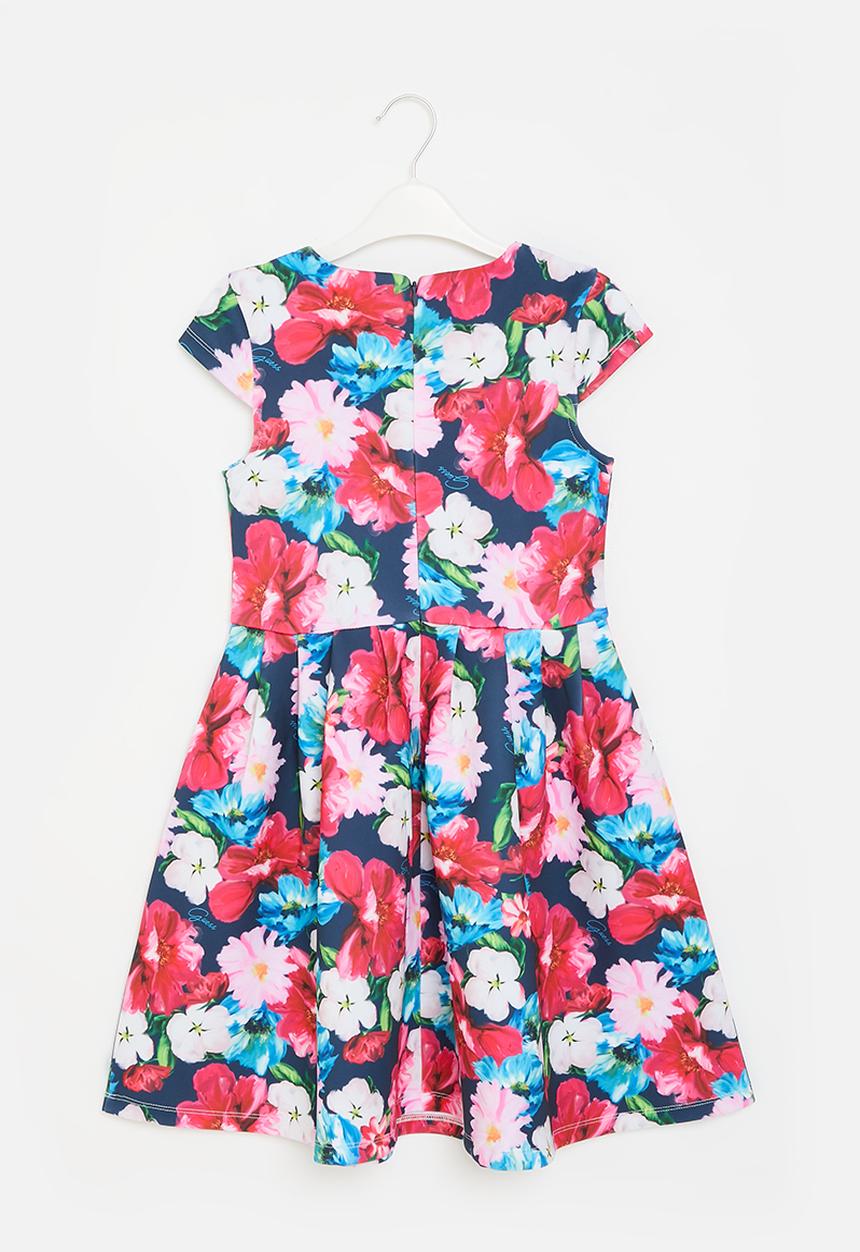 GUESS - Stretch scuba short sleeve dress - passion flower print