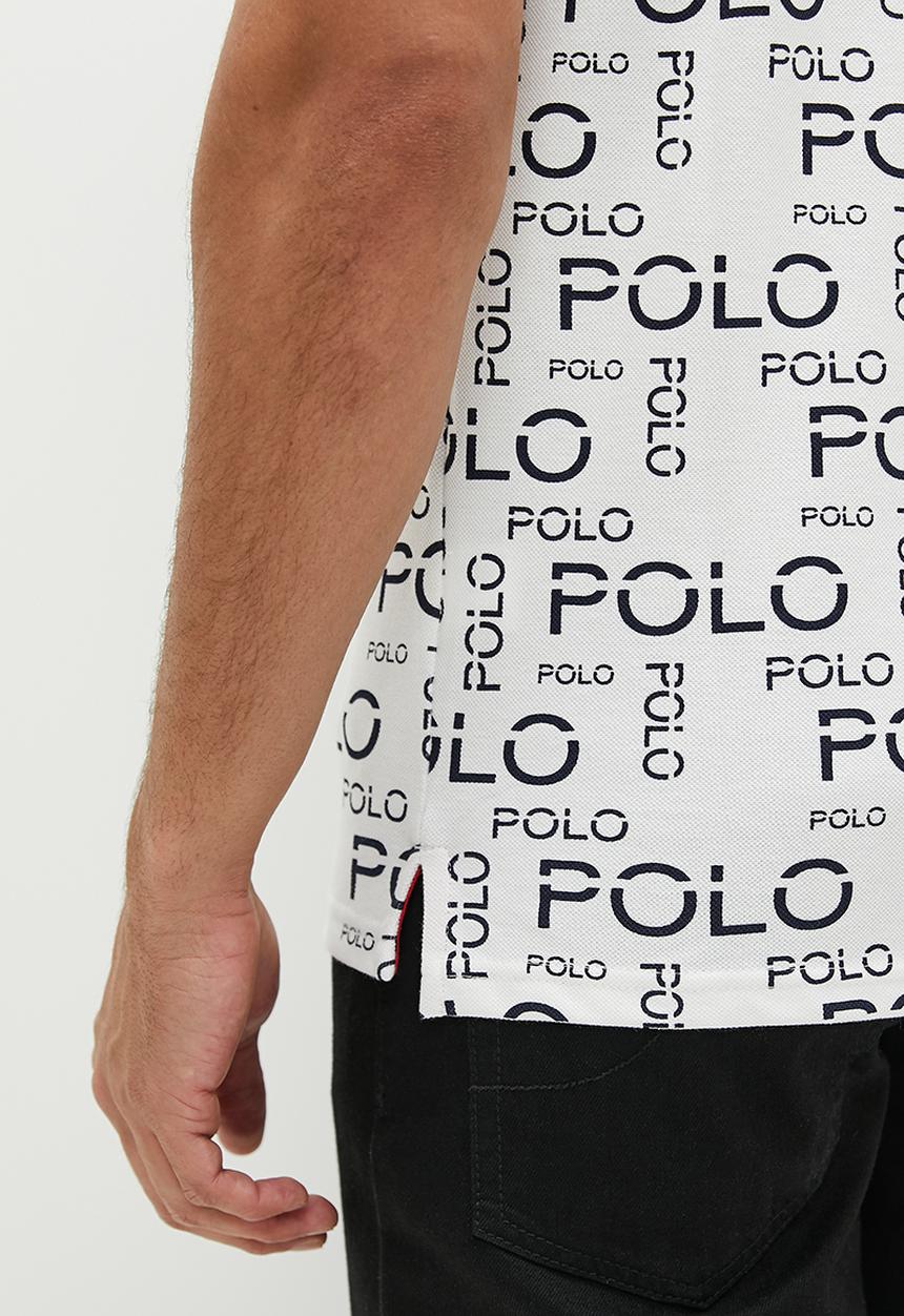 POLO - Mens logo printed aop golfer - white