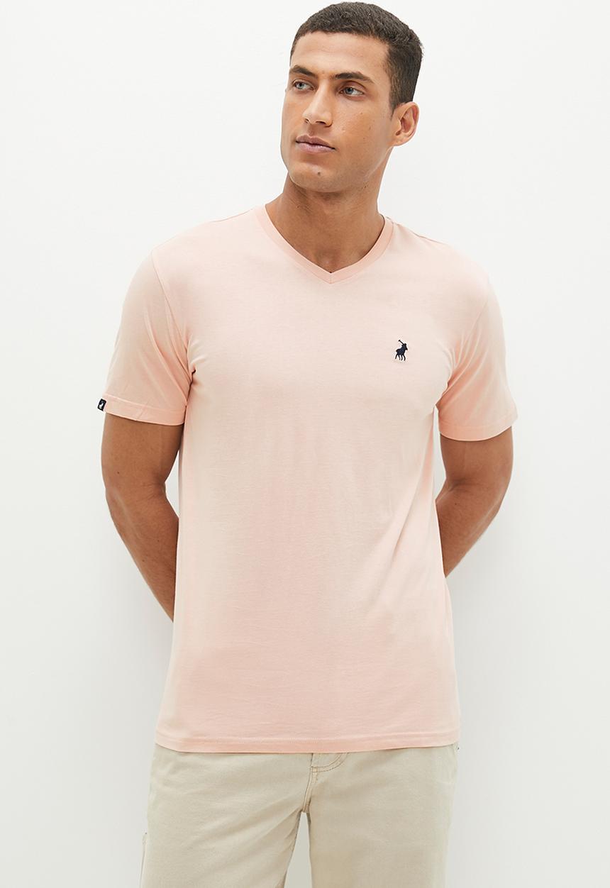 POLO - Mens v neck short sleeve tee - pink