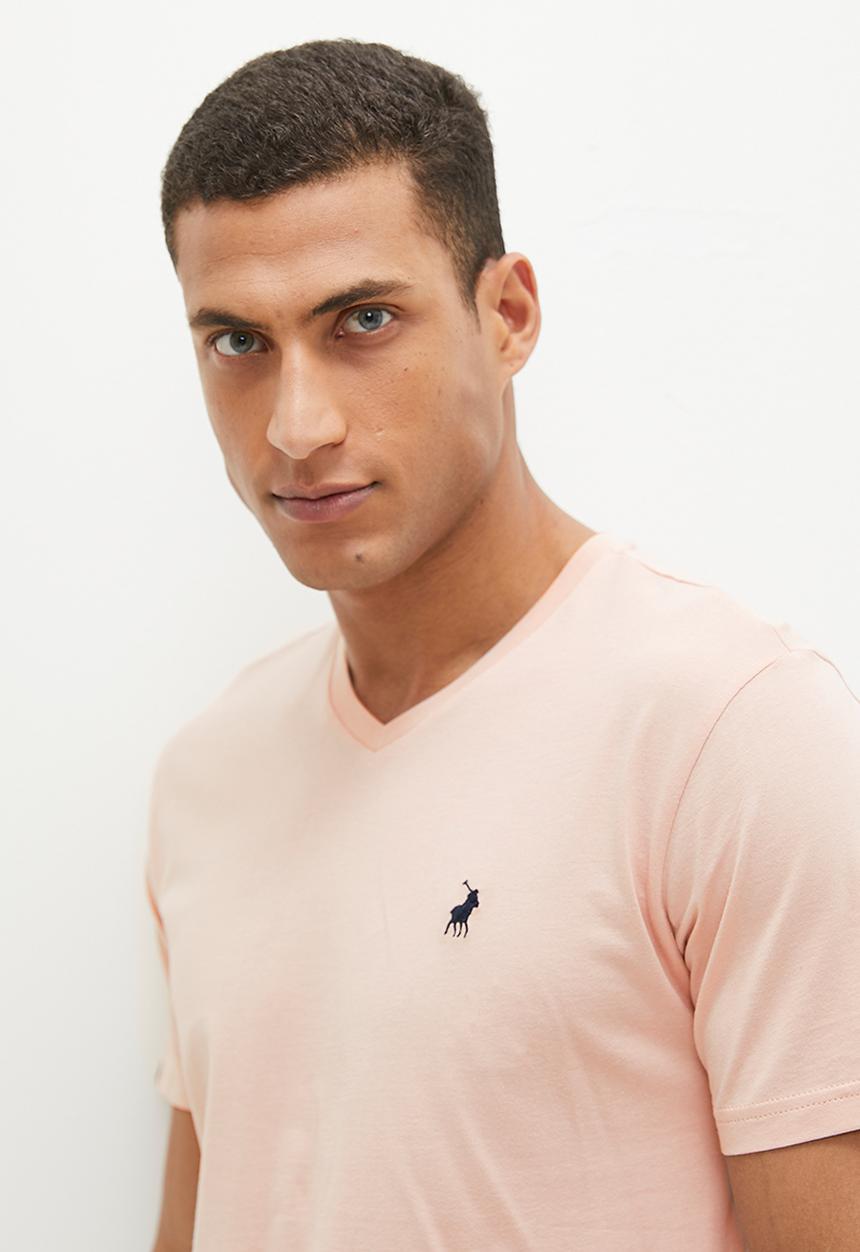 POLO - Mens v neck short sleeve tee - pink