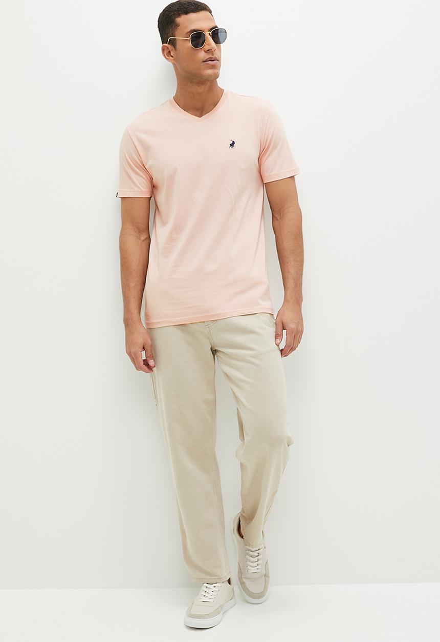 POLO - Mens v neck short sleeve tee - pink