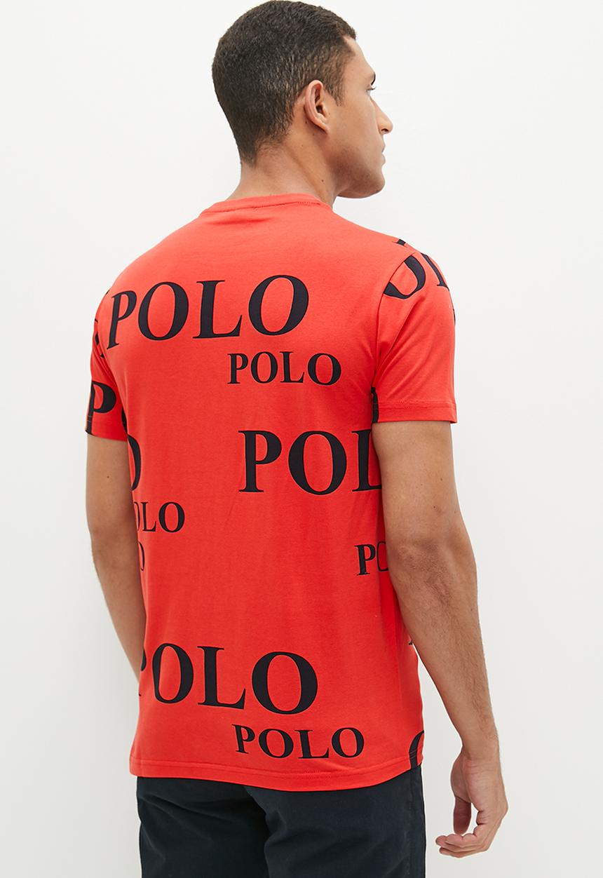 POLO - Mens short sleeve printed tee - red