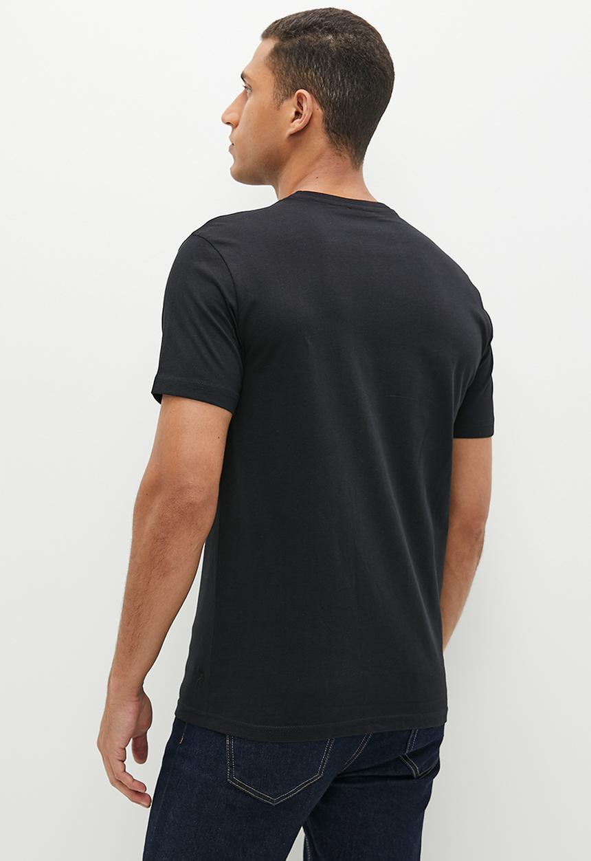 POLO - Mens short sleeve embroidered logo tee - black