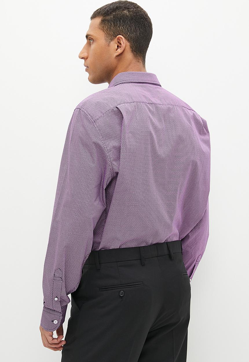 POLO - Mens micro geometric long sleeve shirt - pink