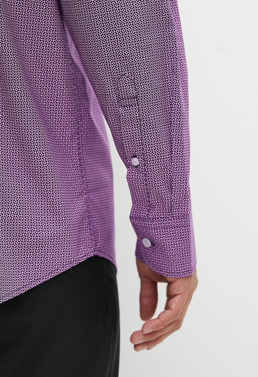 POLO - Mens micro geometric long sleeve shirt - pink