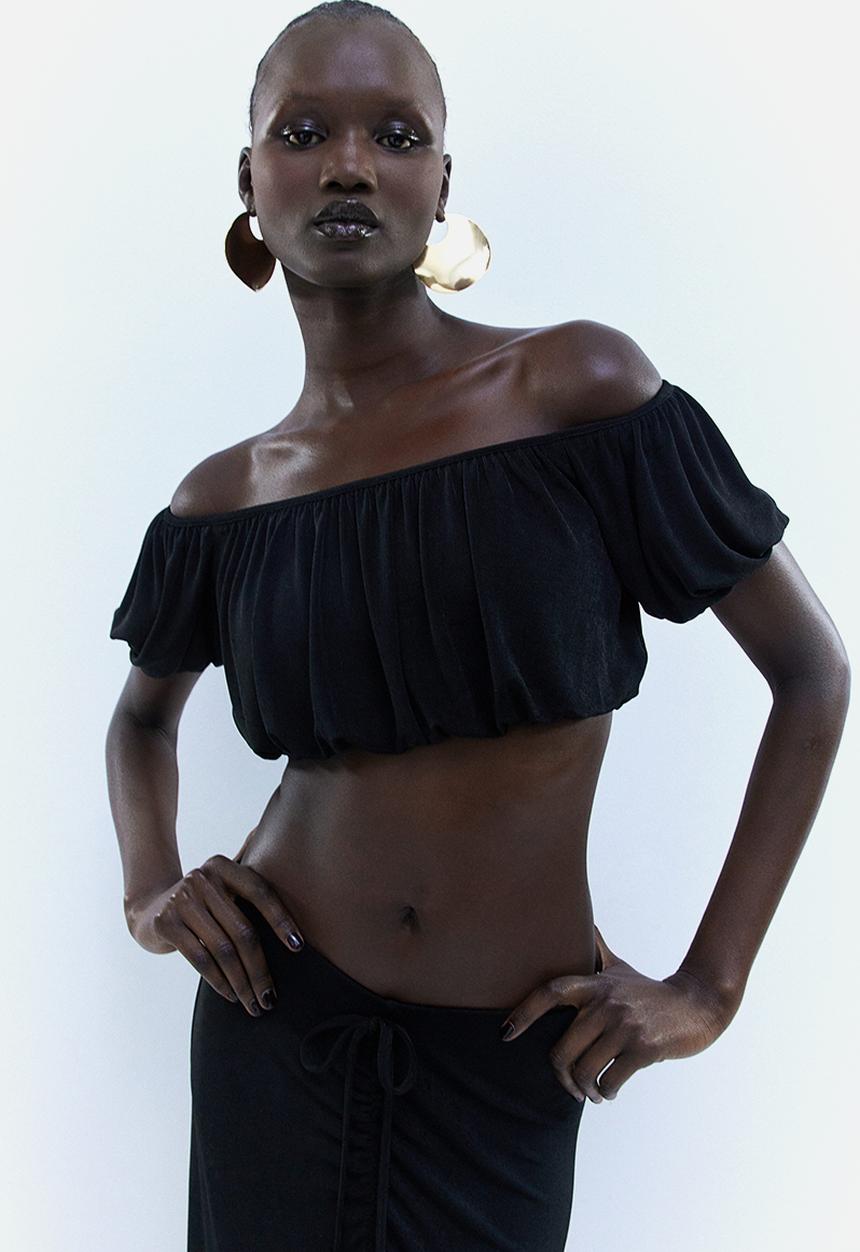 H&M - Draped crop top - black