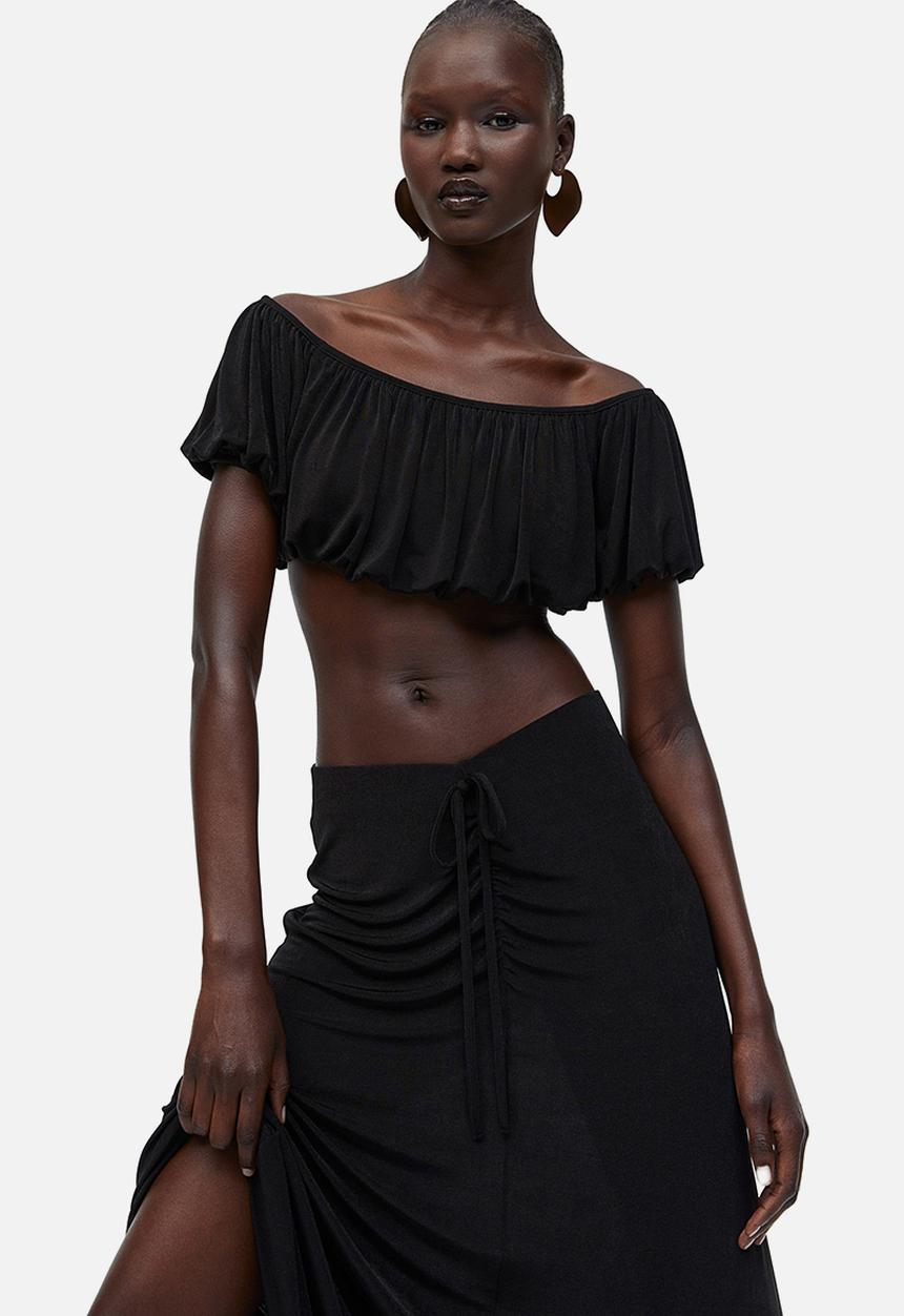 H&M - Draped crop top - black