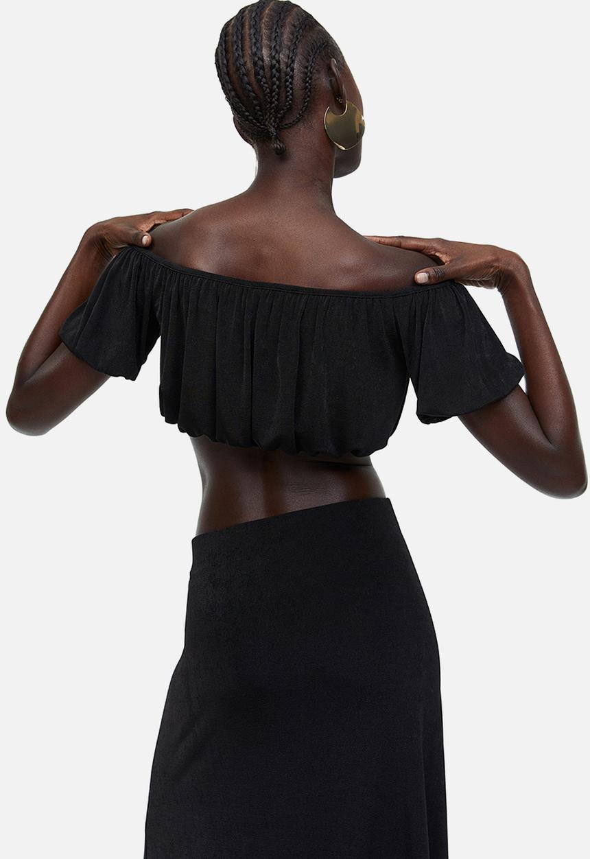 H&M - Draped crop top - black