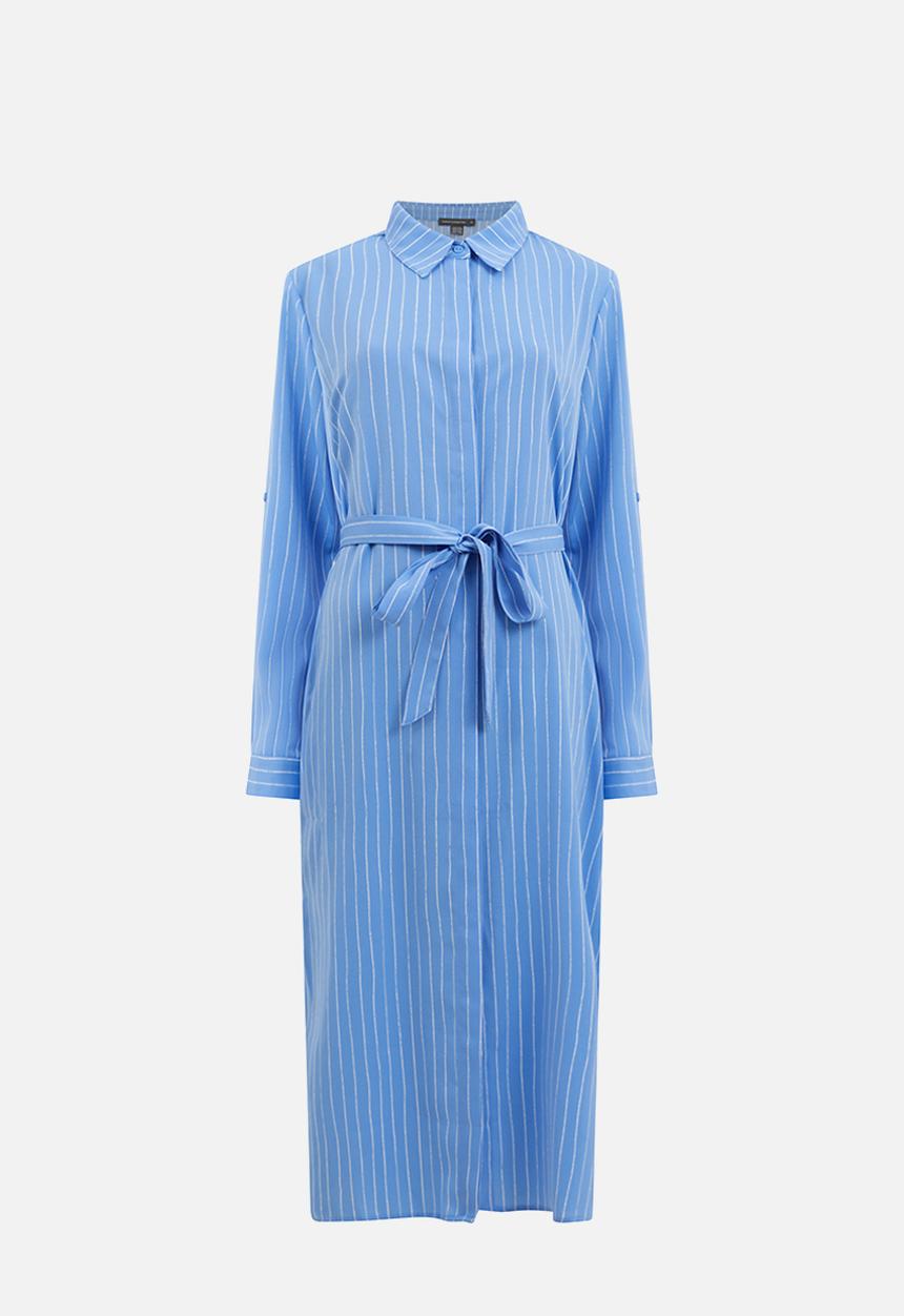 French Connection - Pinstripe button through shirt dress - tranquil/white
