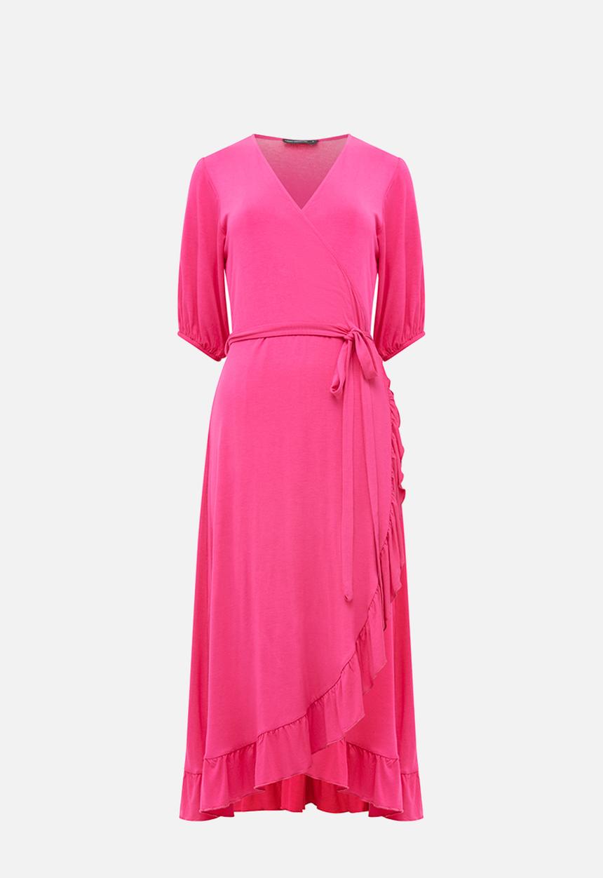 French Connection - Wrap frill midi dress - hot pink