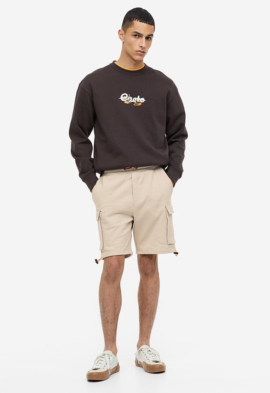 H&M - Relaxed fit cargo sweat shorts - beige