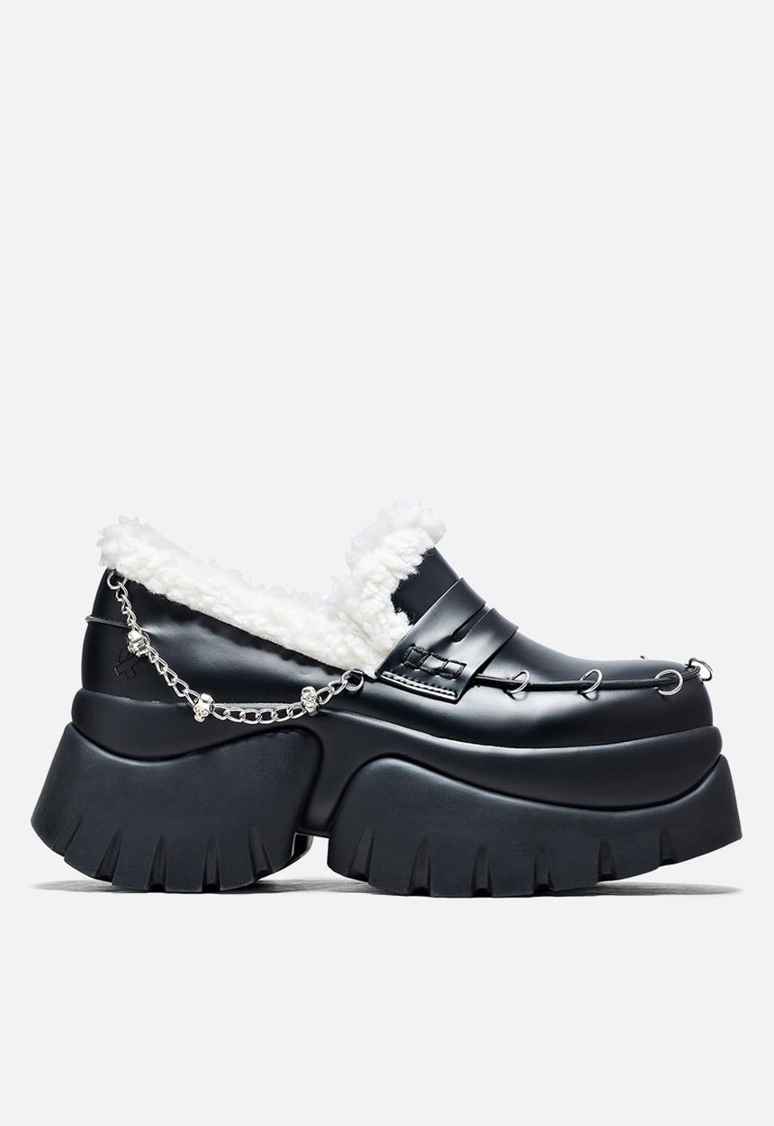 Koi Footwear - The visitors faux fur chunky loafer - black
