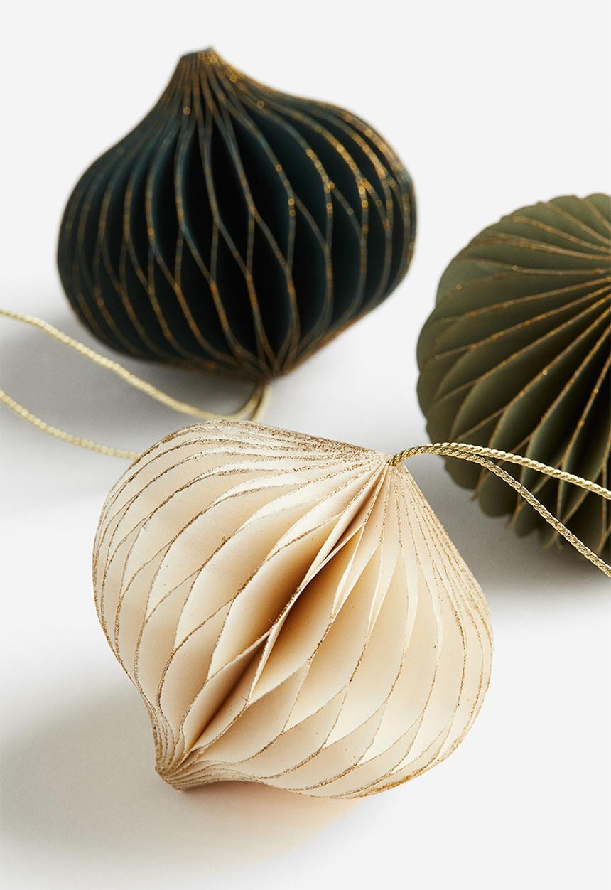 H&M - 6-Pack Christmas decorations - dark green & natural white