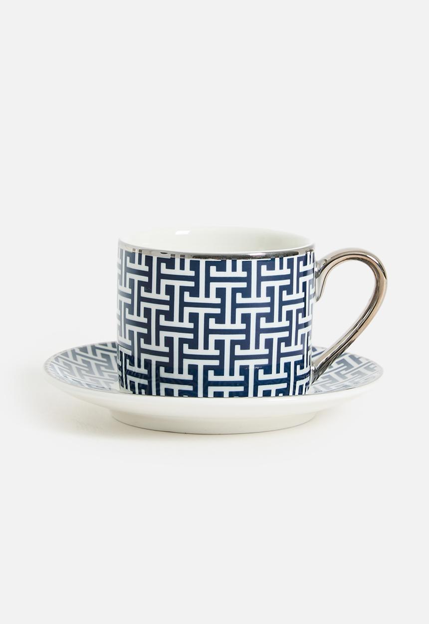 H&M - Espresso cup and saucer - blue/patterned