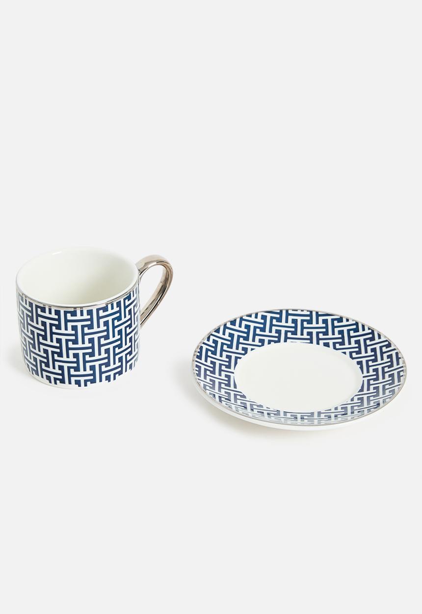 H&M - Espresso cup and saucer - blue/patterned