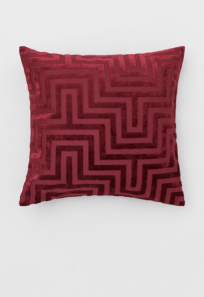 H&M - Velvet cushion cover - dark red patterned