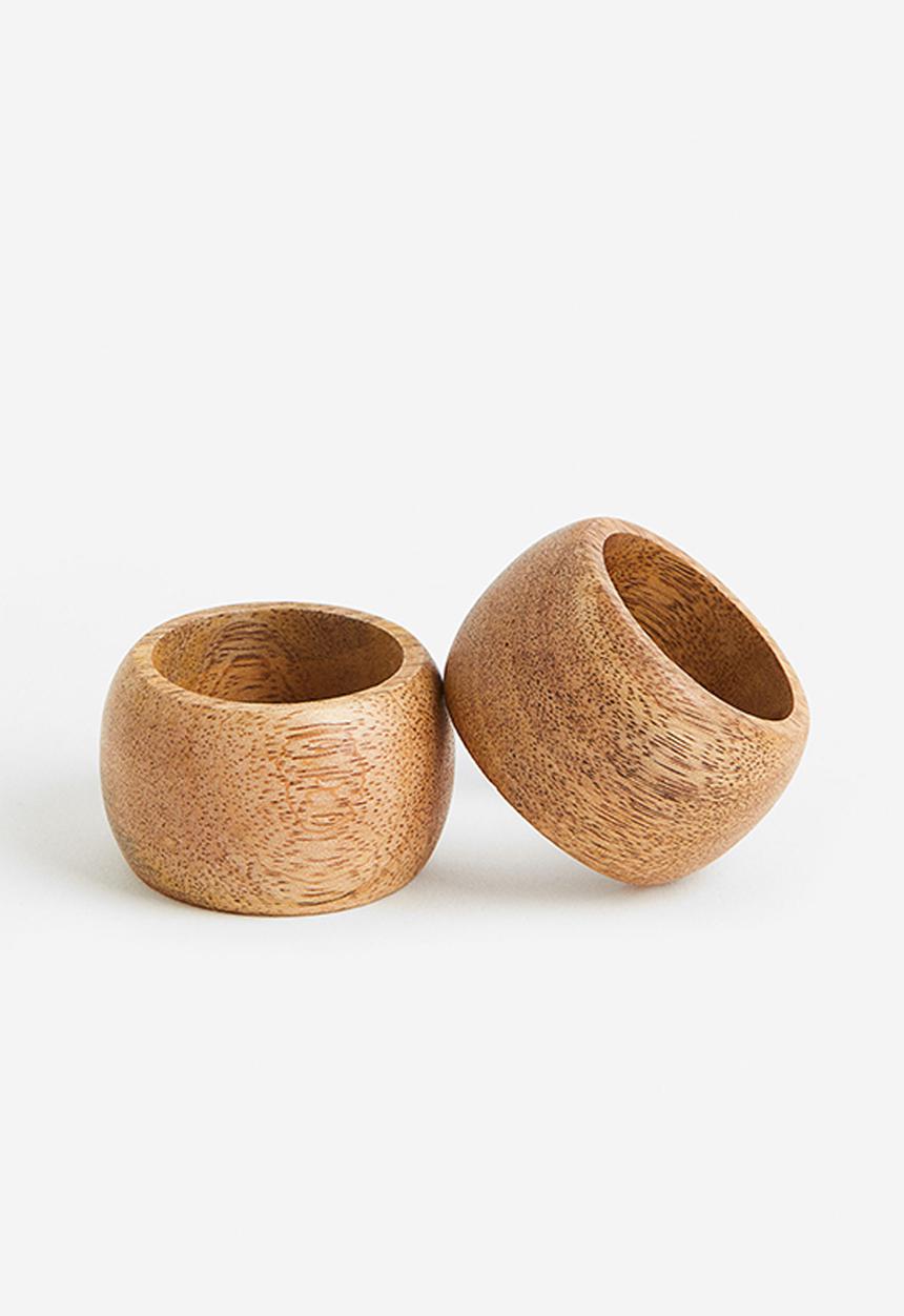 H&M - 2-Pack wooden napkin rings - beige
