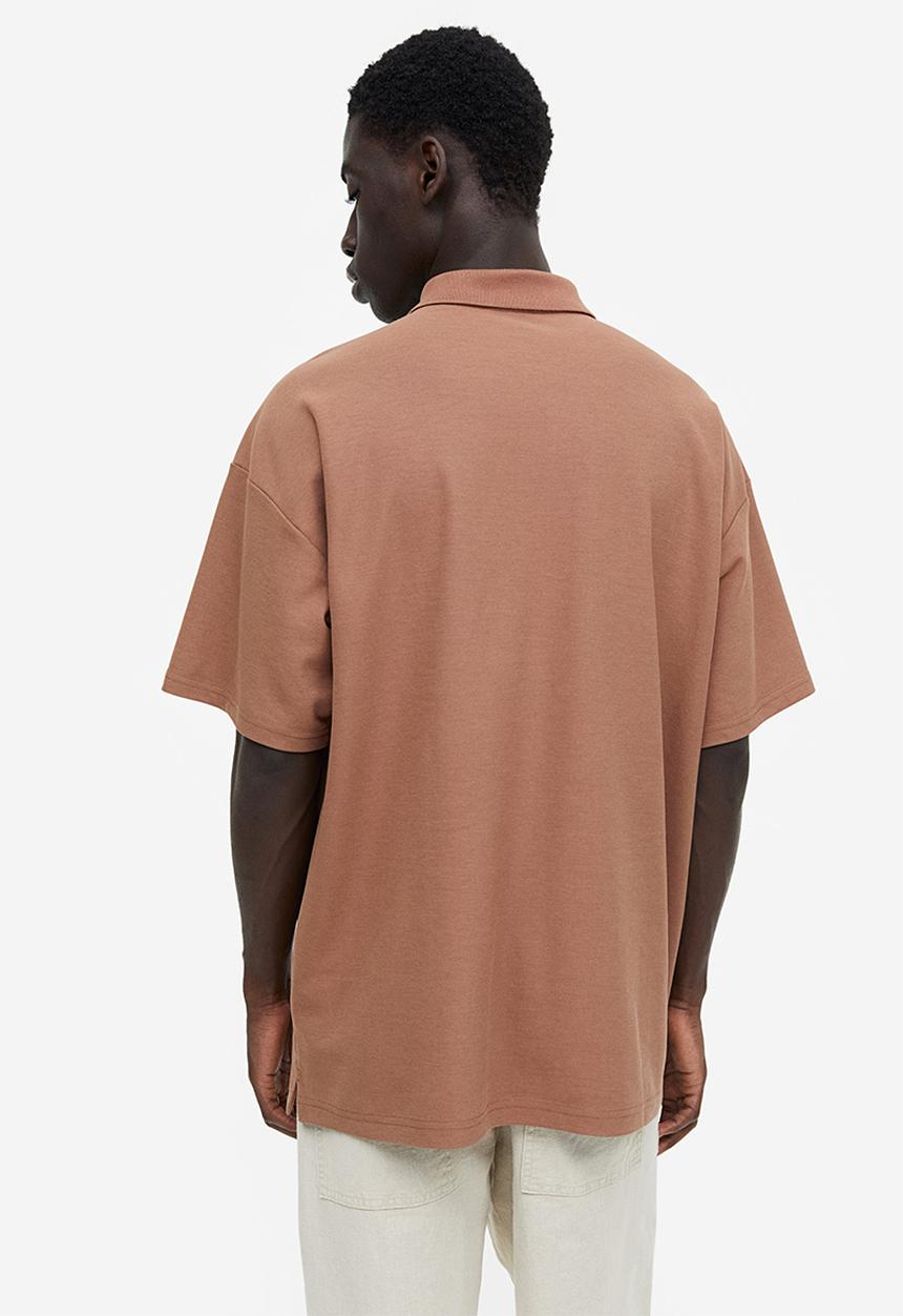 Coolmax® oversized fit polo shirt - brown - 1166054007