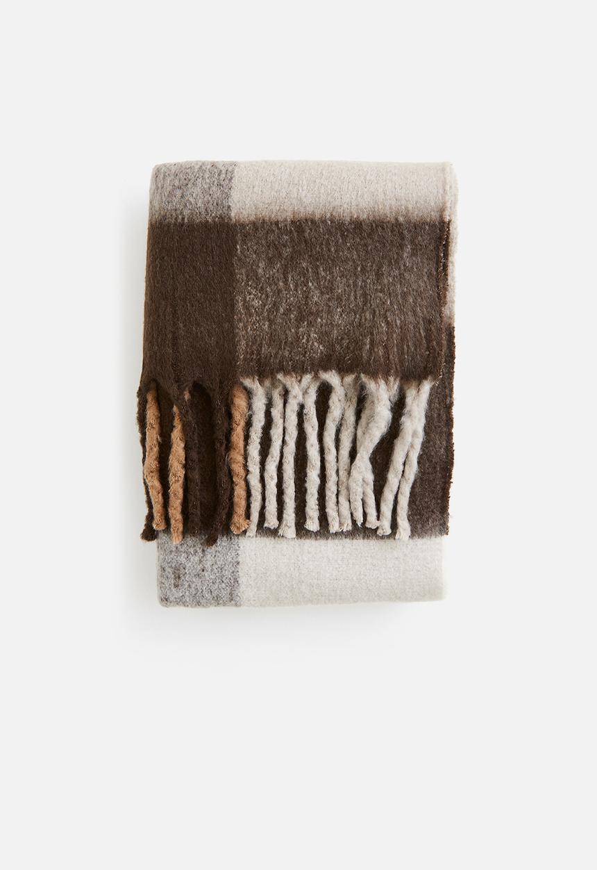 H&M - Wool-blend blanket - brown checked