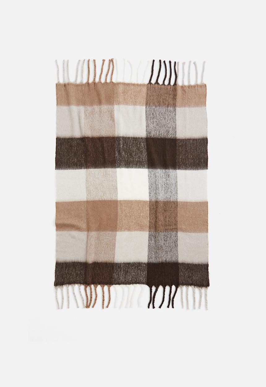 H&M - Wool-blend blanket - brown checked