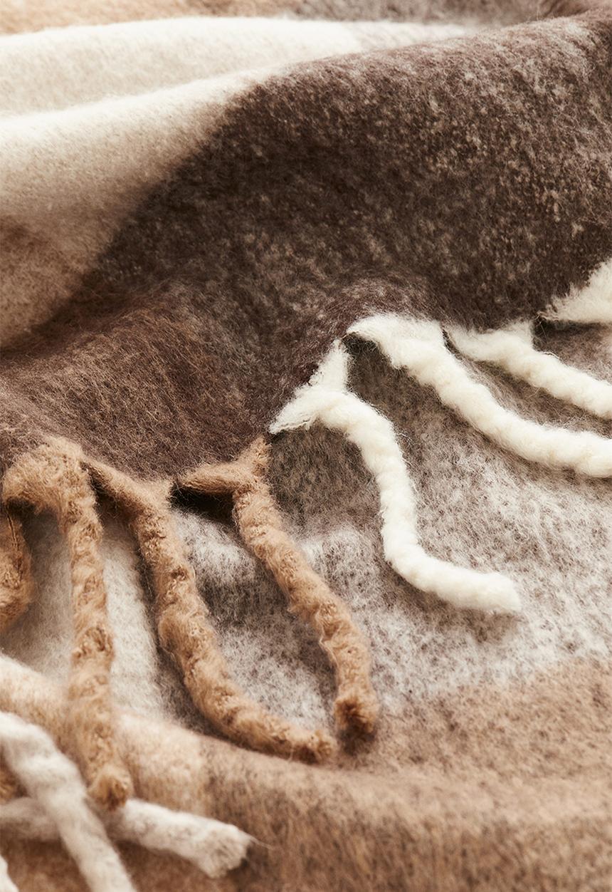 H&M - Wool-blend blanket - brown checked