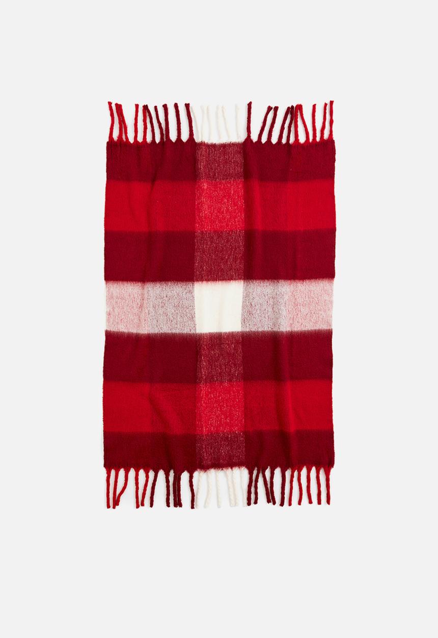 H&M - Wool-blend blanket - dark red checked