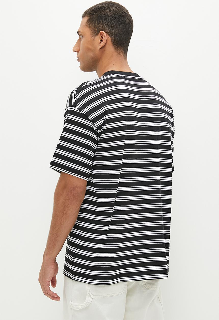 Factorie - Half half oversized T-shirt - black stripe/half half pill