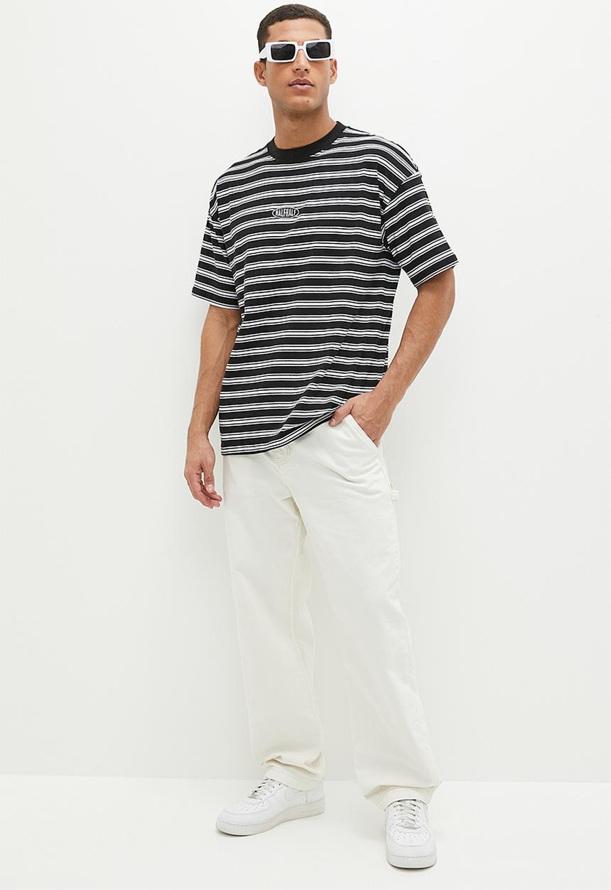Factorie - Half half oversized T-shirt - black stripe/half half pill