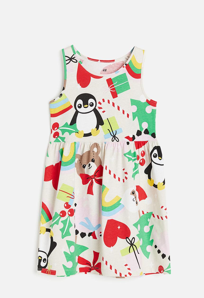 H&M - Patterned jersey dress - natural white patterned