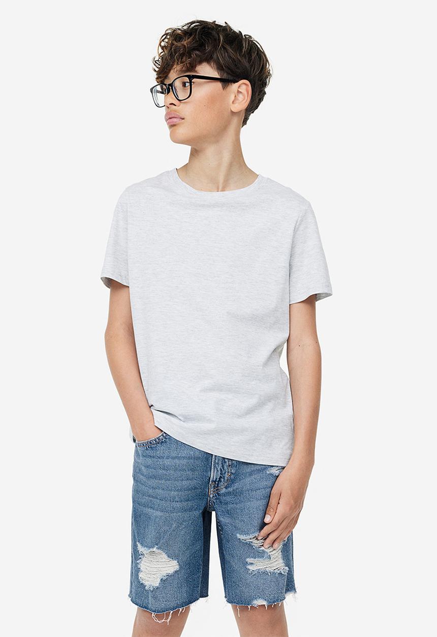 H&M - Denim shorts - denim blue trashed