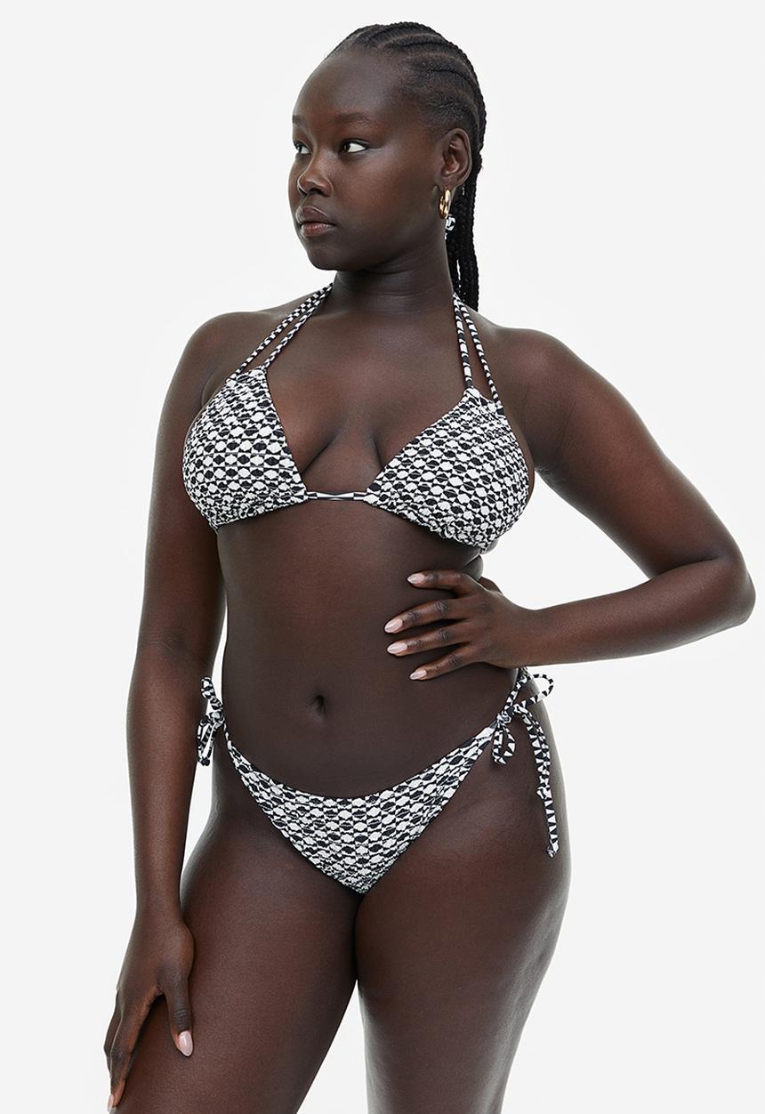 H&M - Padded triangle bikini top - black & white 