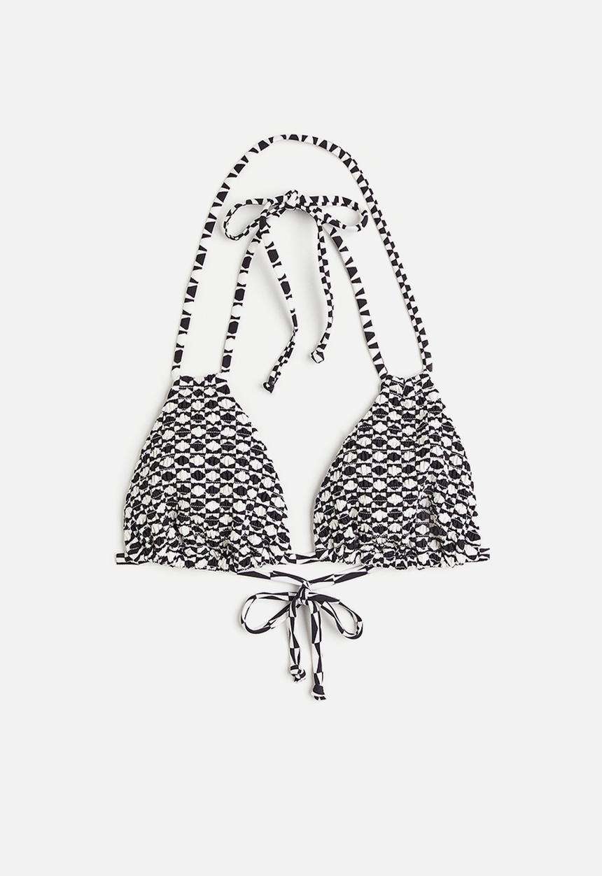 H&M - Padded triangle bikini top - black & white 