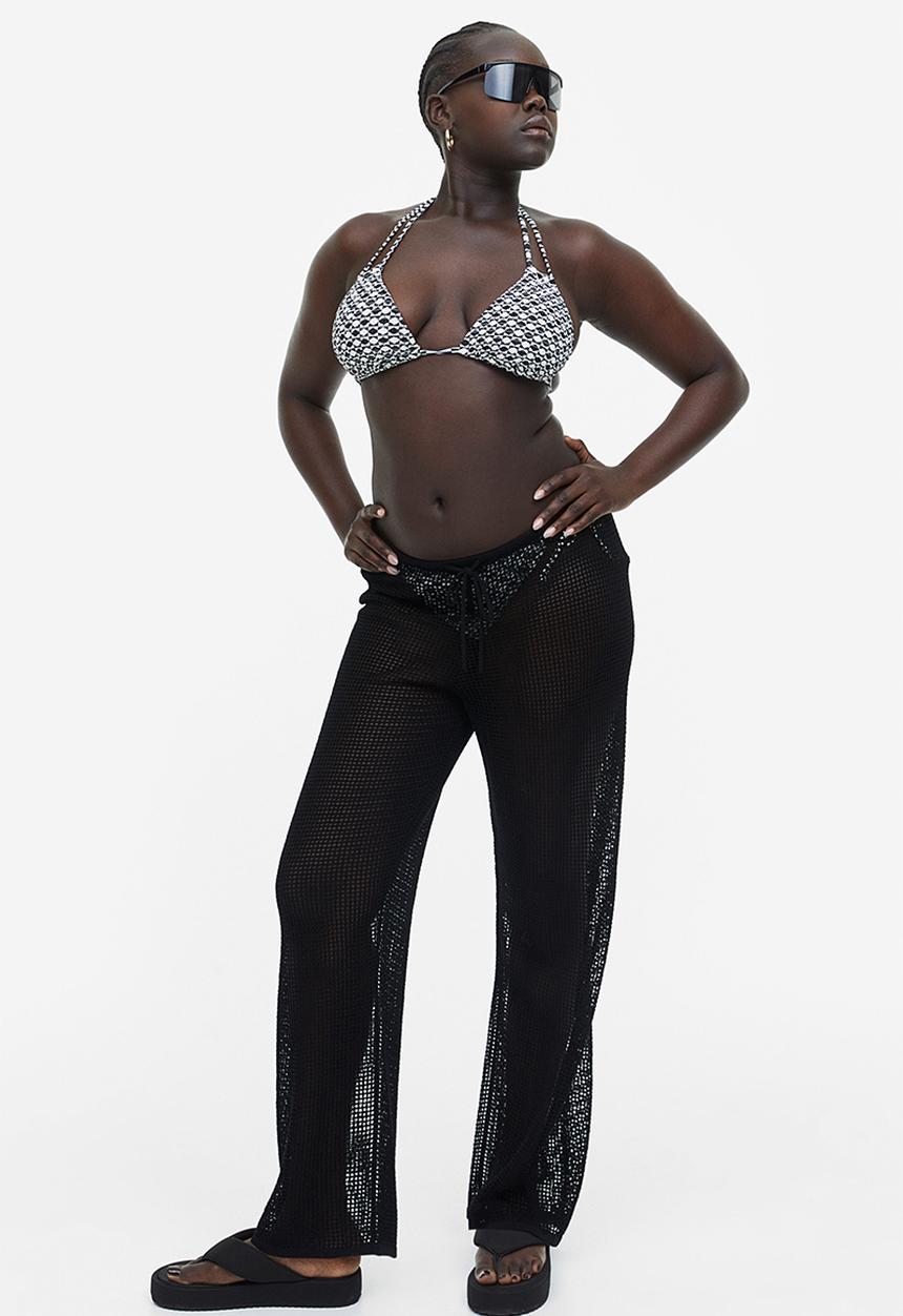 H&M - Padded triangle bikini top - black & white 
