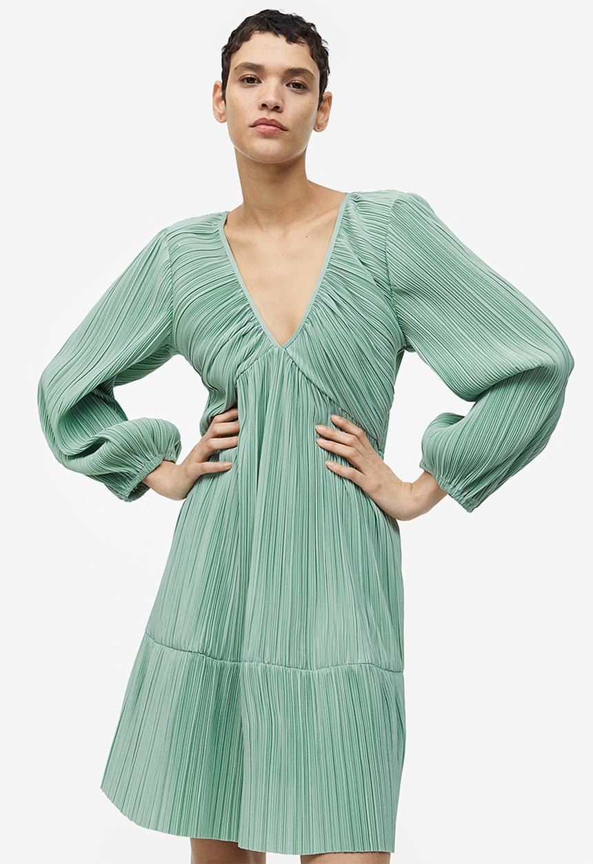 H&M - Pleated jersey dress - green